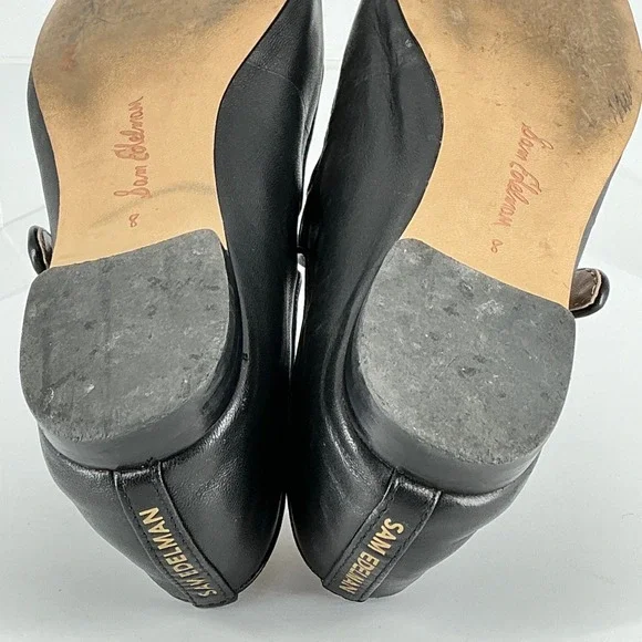 Sam Edelman Size 8 Black Leather Mary Jane Square Toe Flats Michaela - Picture 11 of 14
